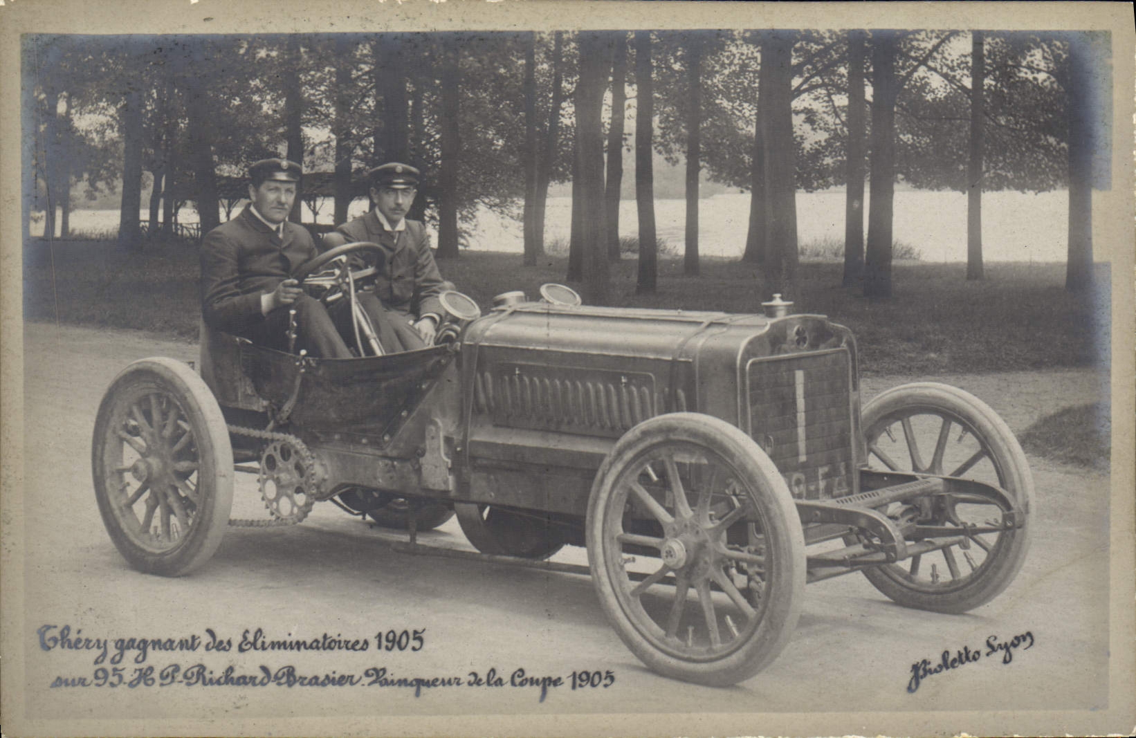 CPA Automobile Thery gagnant des eliminatoires 1905 Richard Brasier 