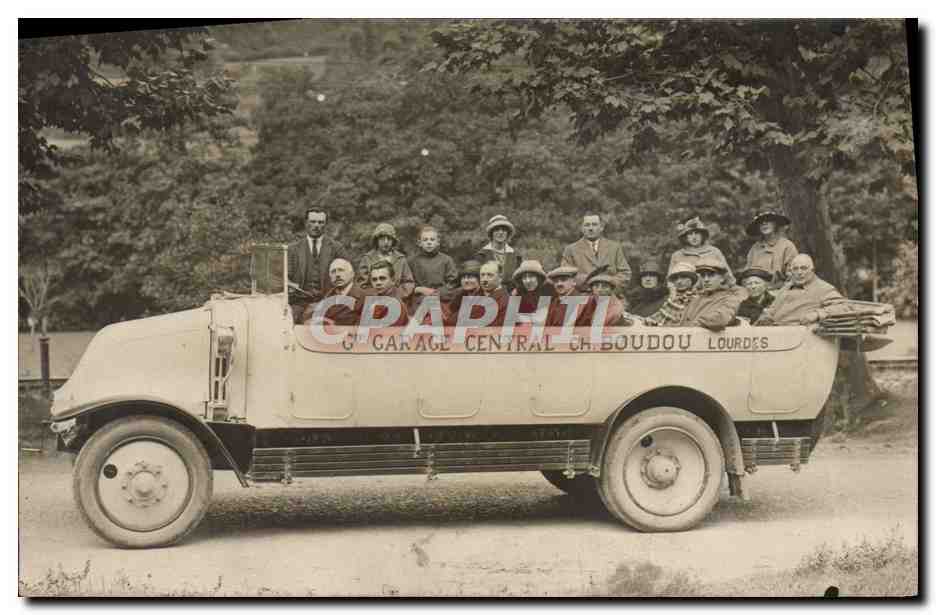 CARTE PHOTO Autobus Grand Garage Central Ch Boudou Lourdes 
