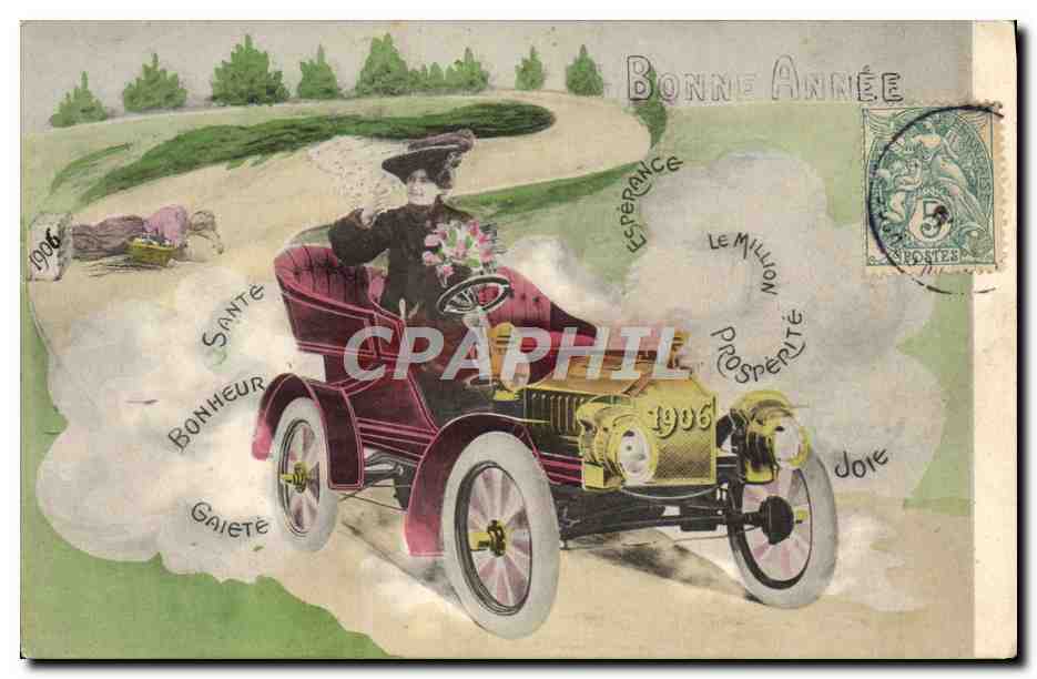 Femme au volant d'une voiture — 1906 — éditeur non visible