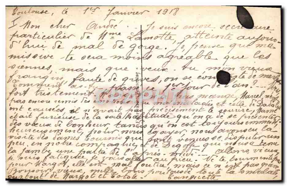 Deux enfants dans une voiture ancienne — Bonne Année — DIX 1039 — Verso