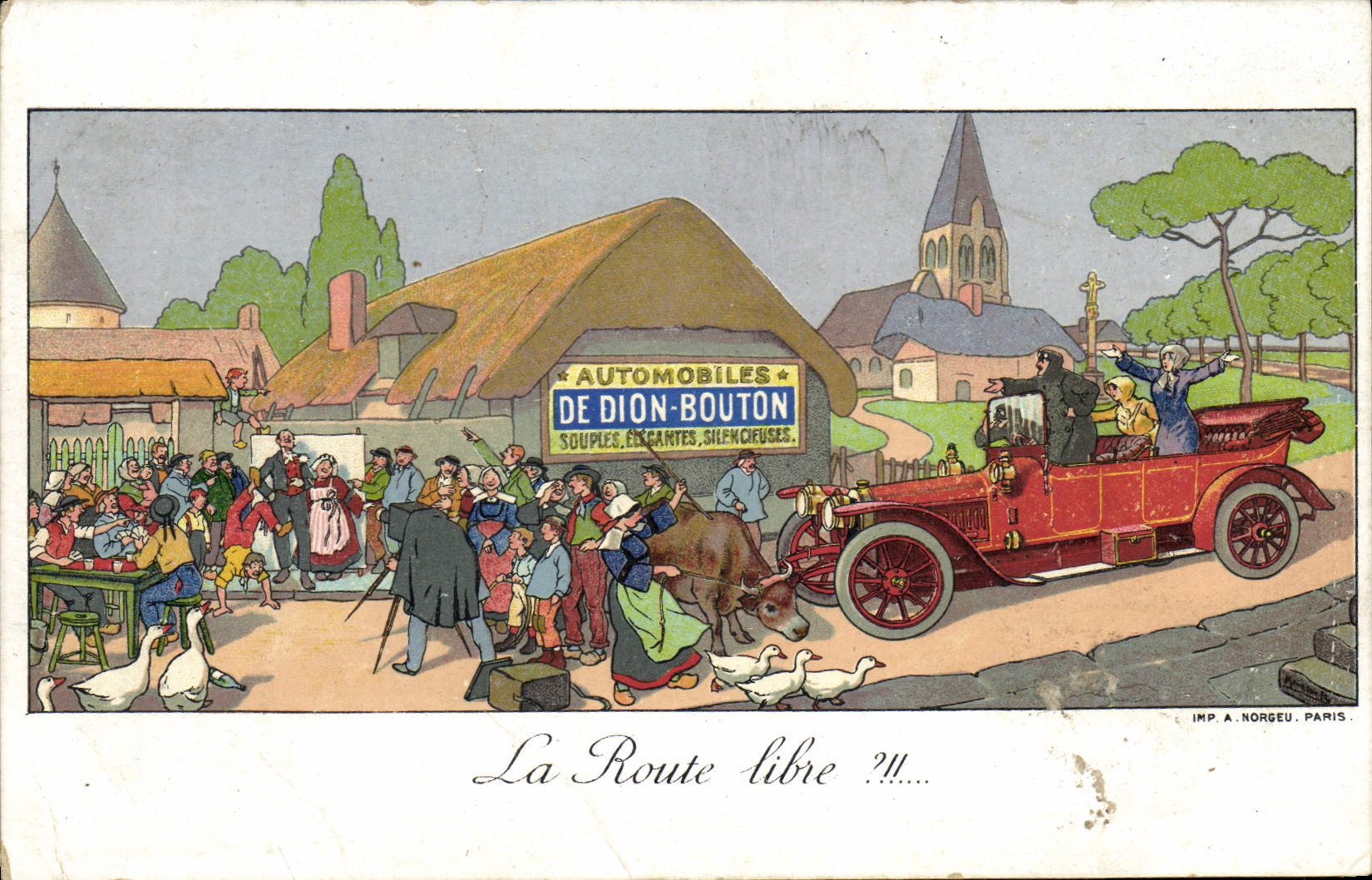 CPA Automobile la route libre Dion Bouton Puteaux 