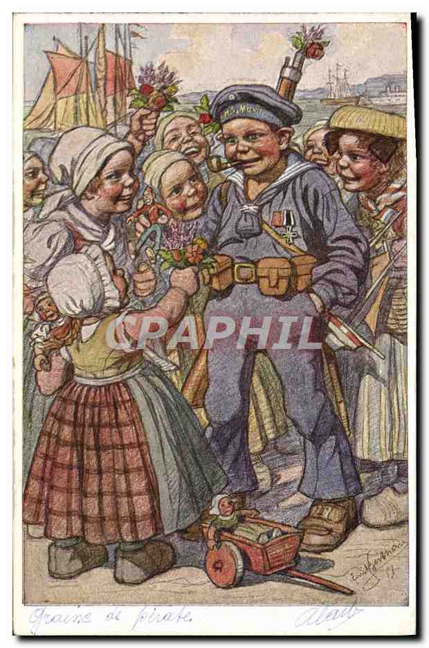 Graine de pirate — illustration de marin et enfants — dessiné par Dail