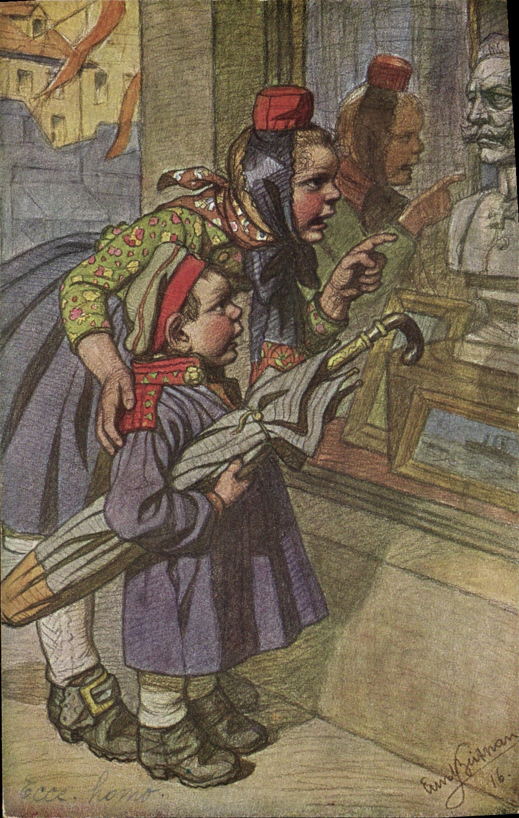 Deux enfants en costume traditionnel — musée — Rudolf Feitman 16.