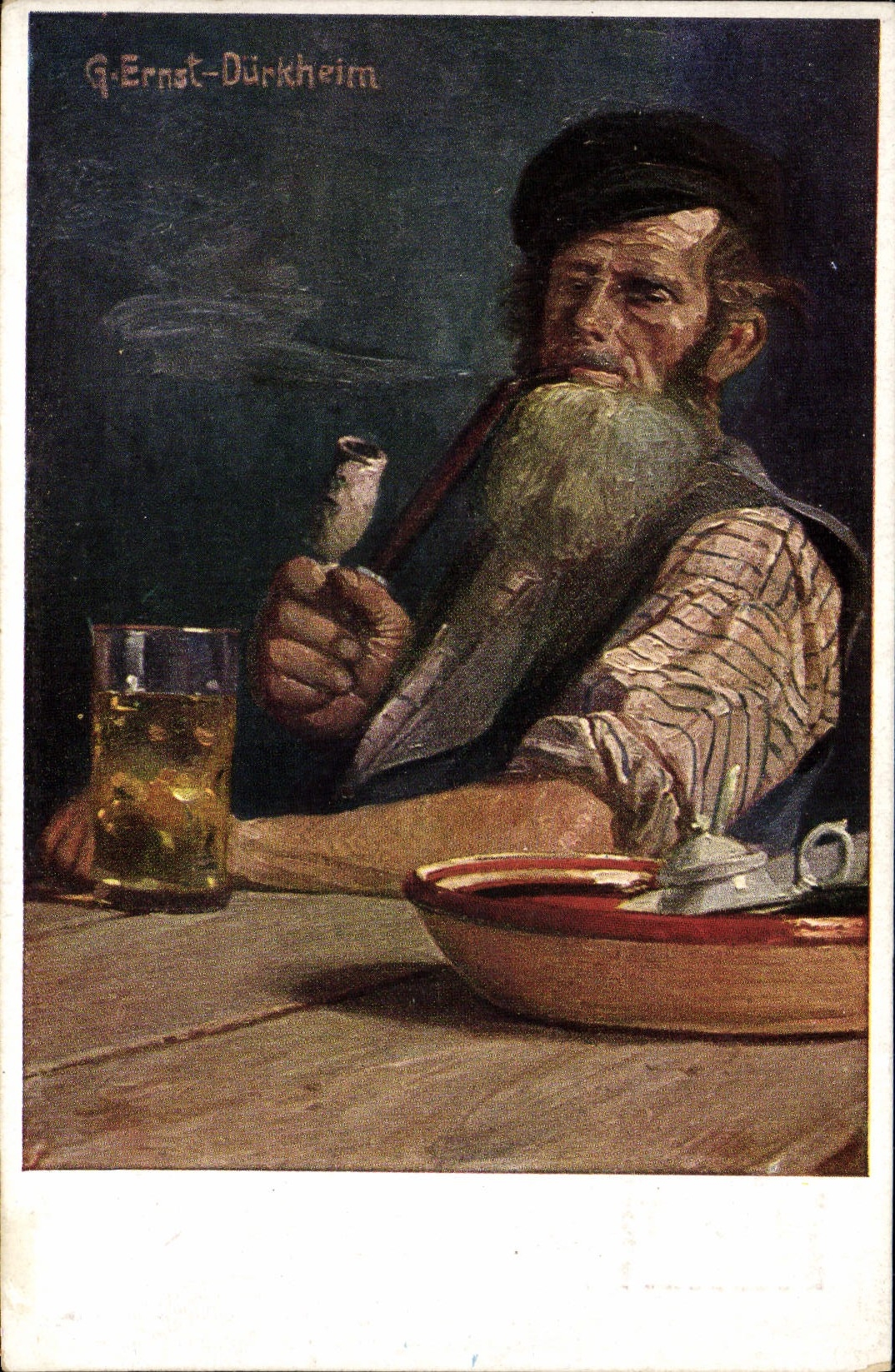 Homme barbu fumant une pipe — Pfläzzer Winzer II — Gustav Ernst