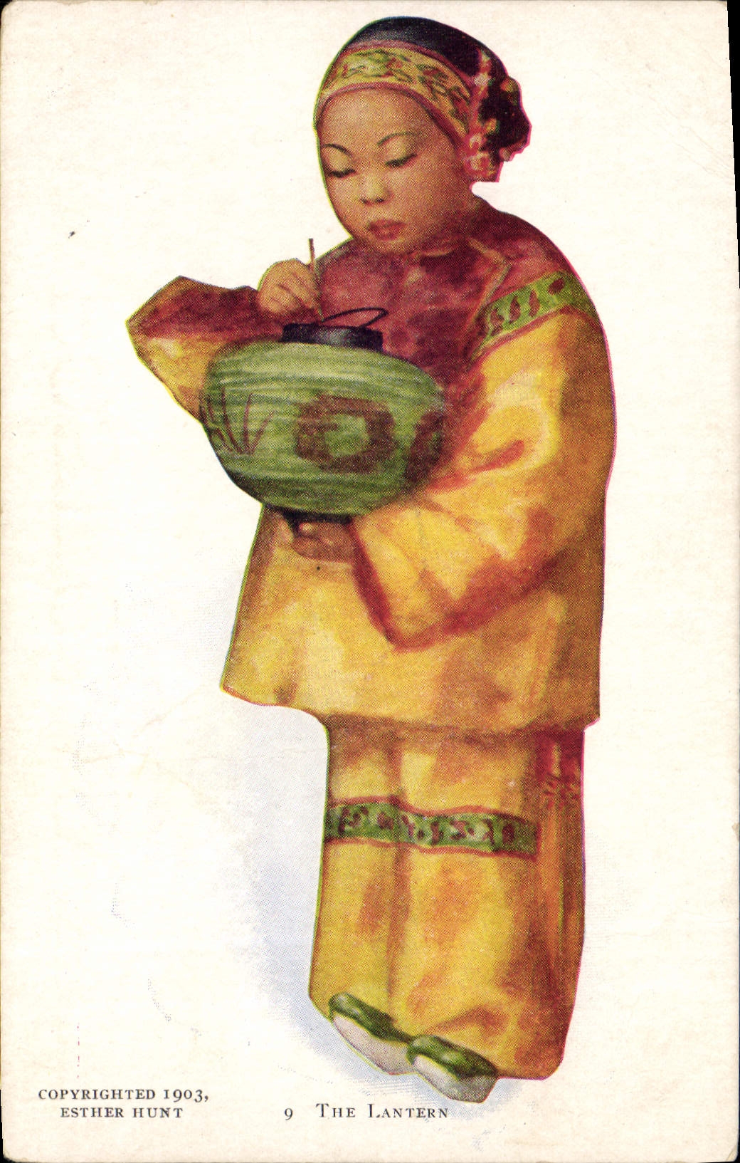 Fille chinoise tenant une lanterne — Esther Hunt, série 9 — Copyright 1903