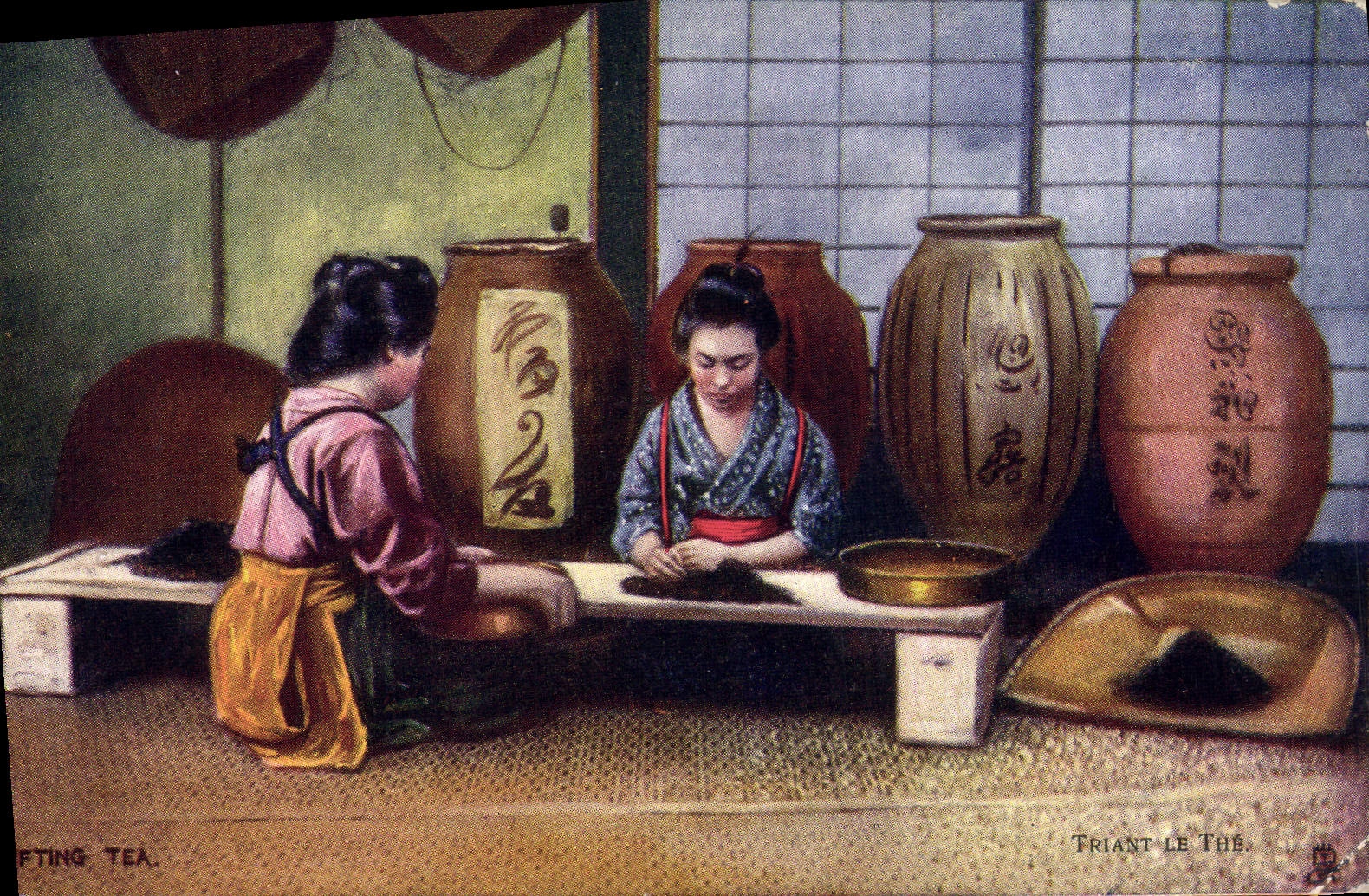 CPA Japon Nippon Femmes Sifting Tea