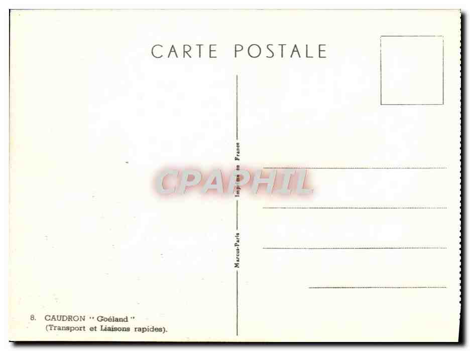 CPA Avion Aviation Caudron Goeland Transport et liaisons rapides — Back