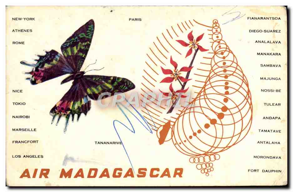 CPA Avion Aviation Air Madagascar Papillon 