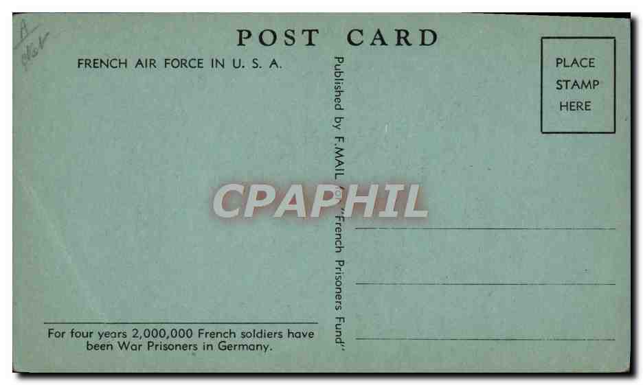 CPA Avion Aviation French Air Forces in USA — Rückseite