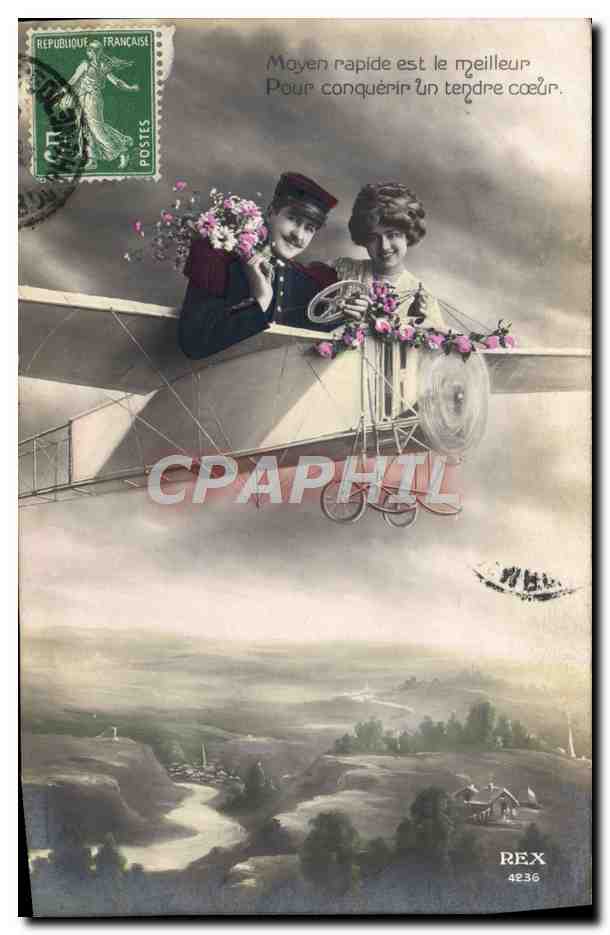 CPA Avion Aviation Femme