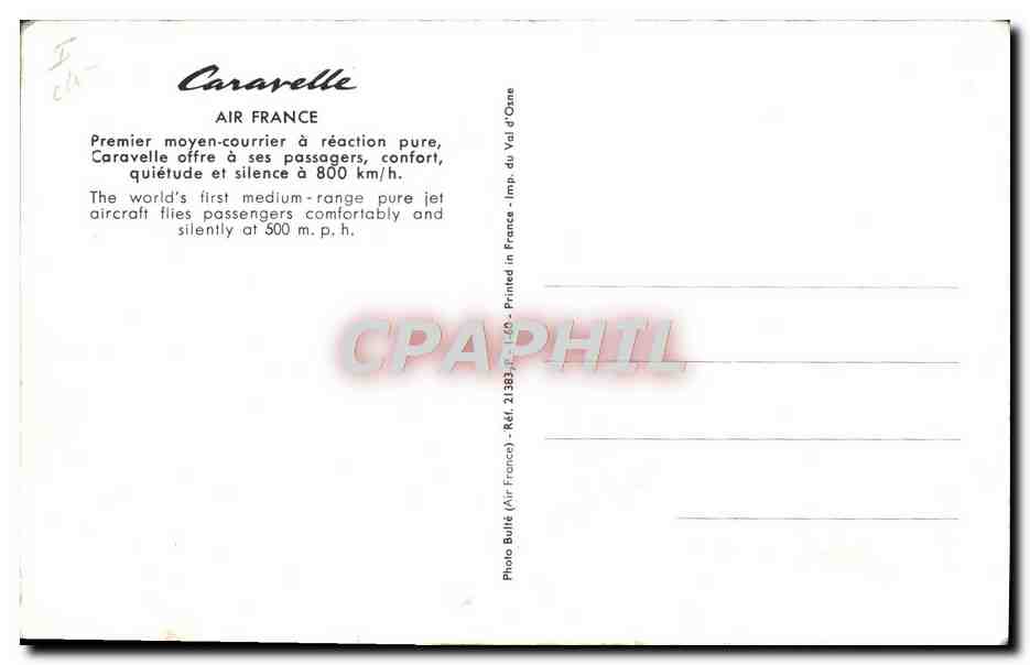 CPA Avion Aviation Caravelle Air France — Back