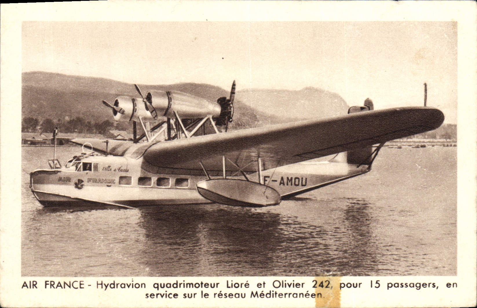CPA Avion Aviation Air France Hydravion quadrimoteur Liore et Olivier 242 Reseau Mediterraneen 