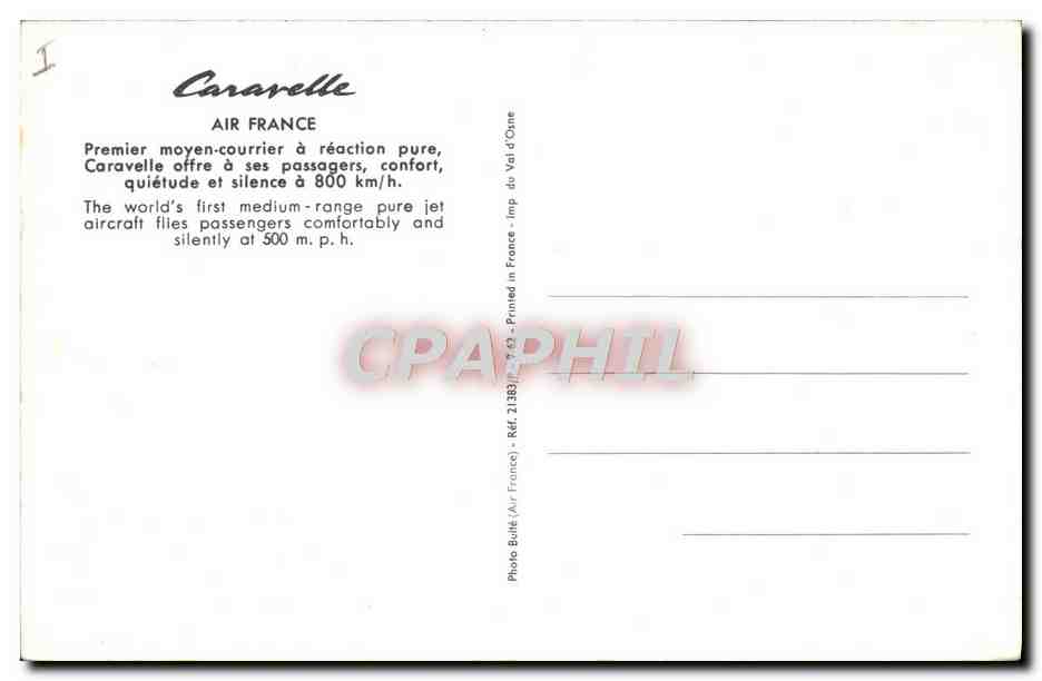 CPA Avion Aviation Air France Caravelle — Rückseite