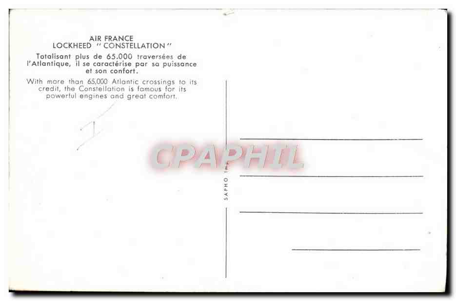 CPA Avion Aviation Air France Lockheed Constellation — Verso