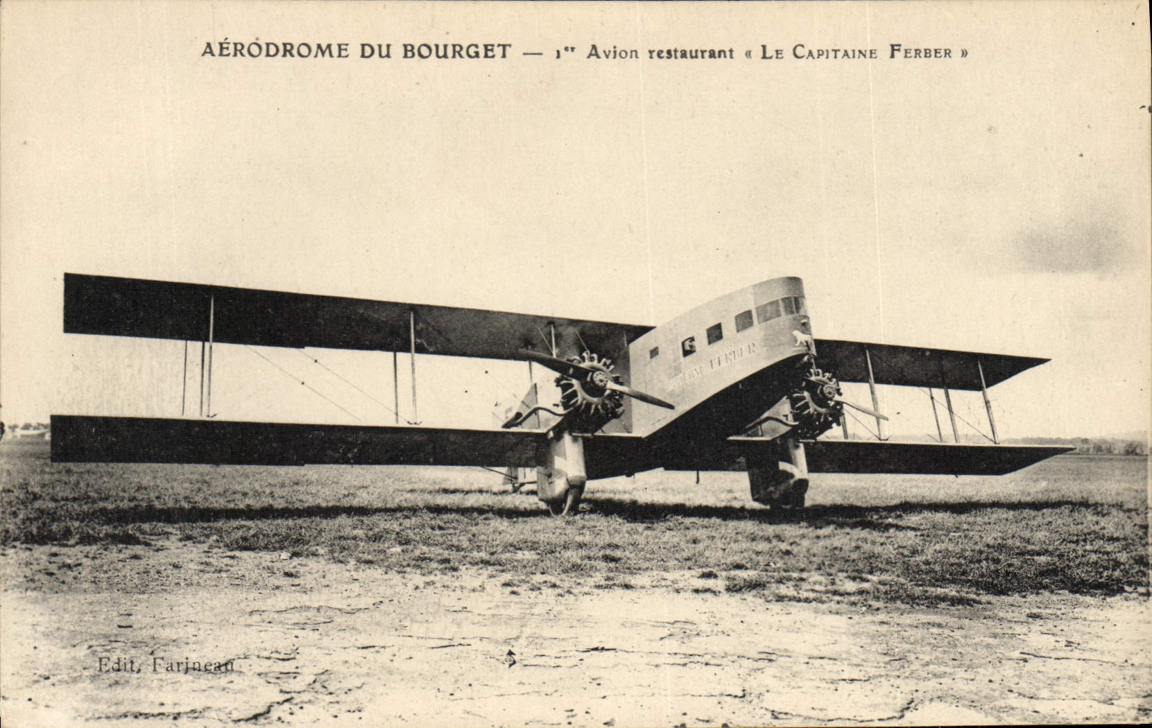 CPA Avion Aviation Aerodrome du Bourget 1er avion restaurant Le Capitaine Ferber 