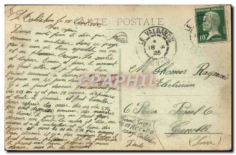 CPA Camp du Valdahon Vue generale prise en avion Militaria — Verso