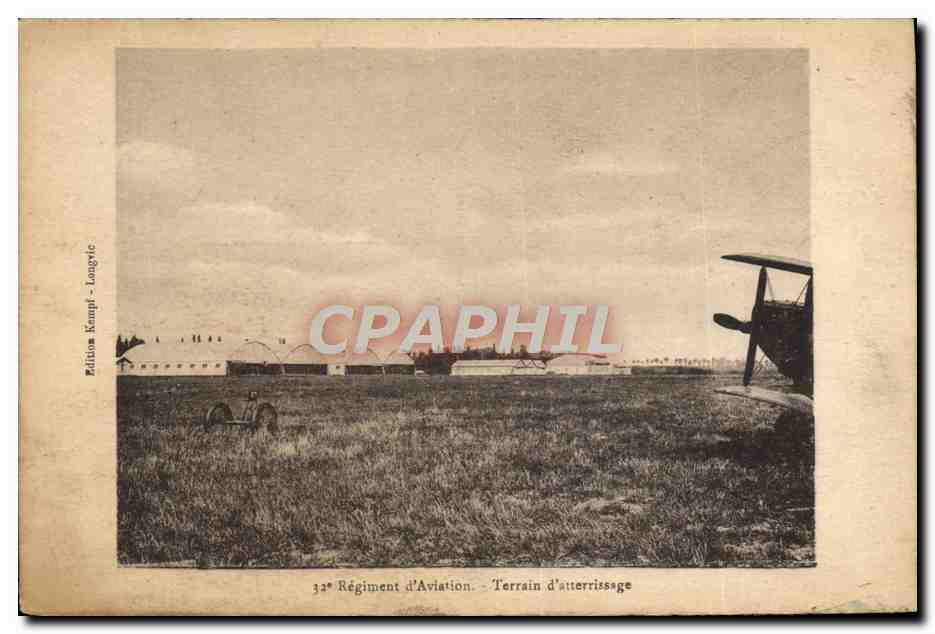 CPA 37eme regiment d'aviation Terrain d'atterrissage Avion 