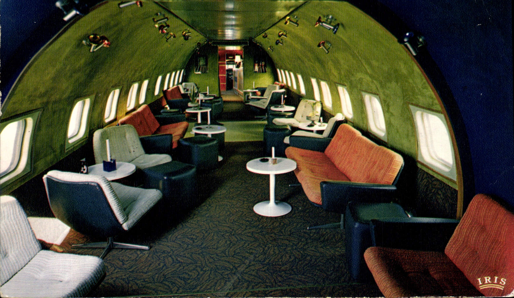CPA Avion Aviation Strasbourg Parc du Rhin Interieur de l'avion Discotheque 