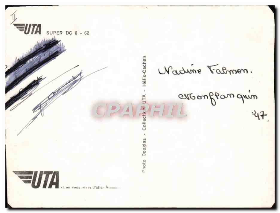CPA Avion Aviation UTA Super DC8 62 — Verso