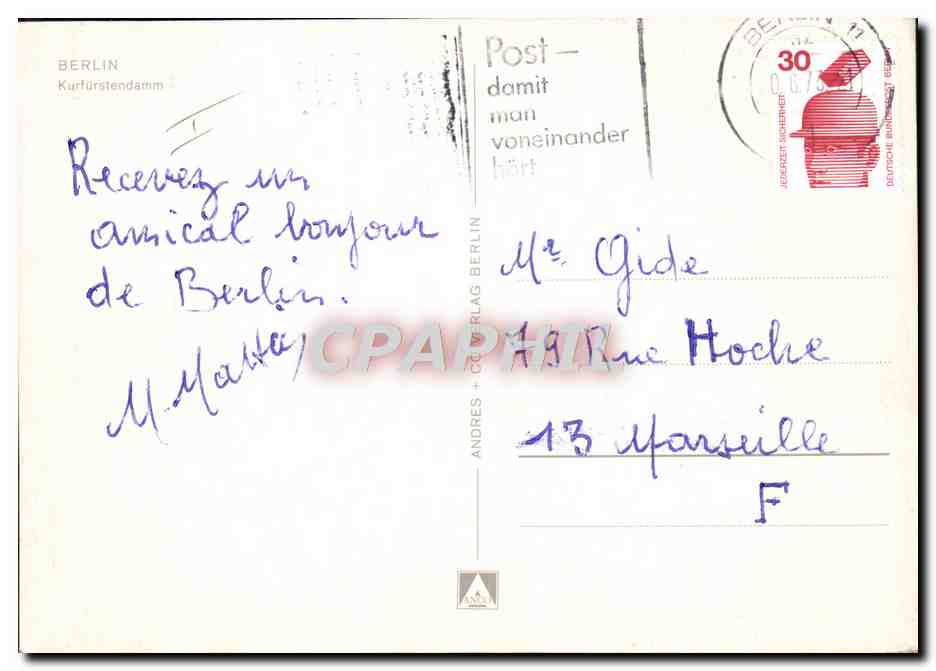 CPA Avion Aviation Berlin Kurfurstendamm Mercedes Benz — Rückseite