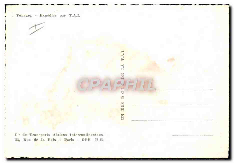 CPA Avion Aviation Transports Aeriens Intercontinentaux — Back