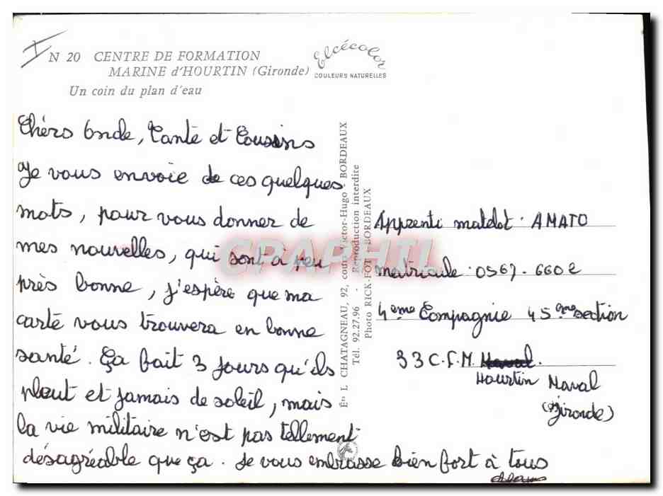 CPA Avion Aviation Centre de formation Marine d'Hourtin Gironde Un coin du plan d'eau — Back