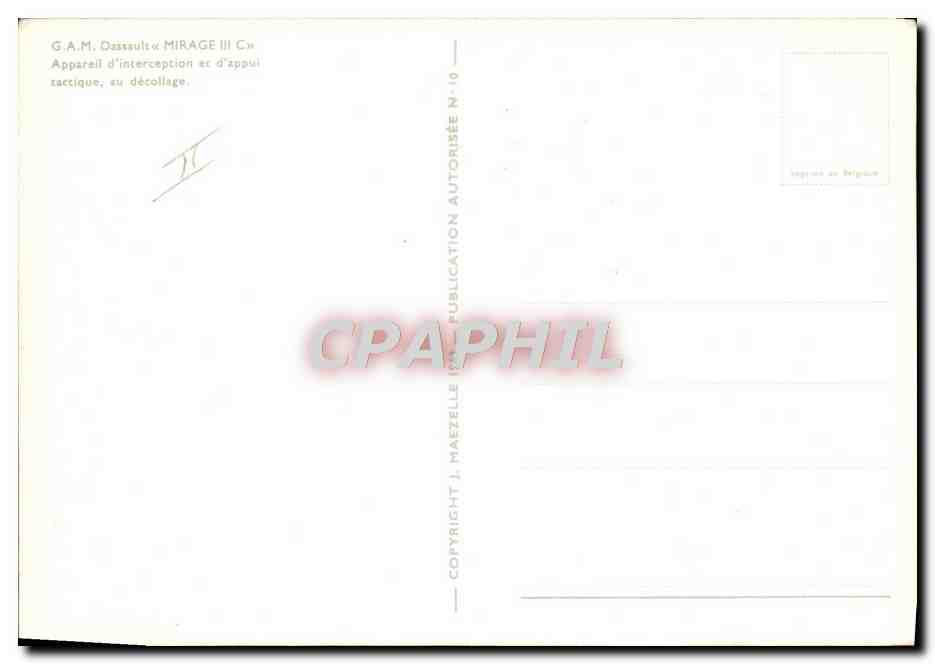 CPA Avion Aviation GAM Dassault Mirage III C Appareil d'interception et d'appui tactique au decollage — Rückseite