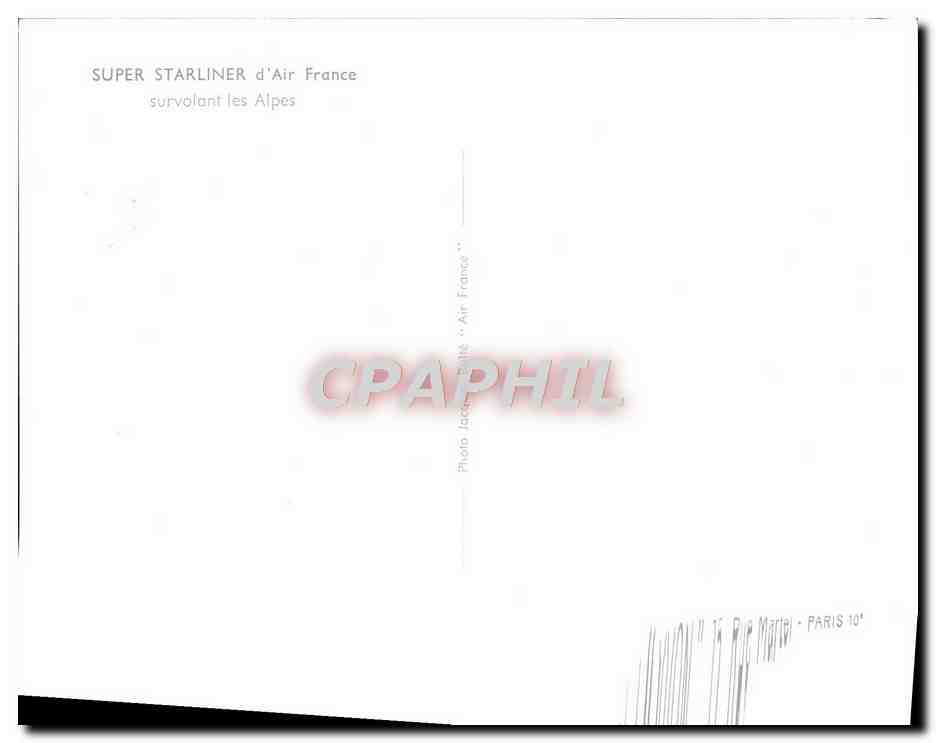 CPA Avion Aviation Super Starliner d'Air France survolant les Alpes — Rückseite