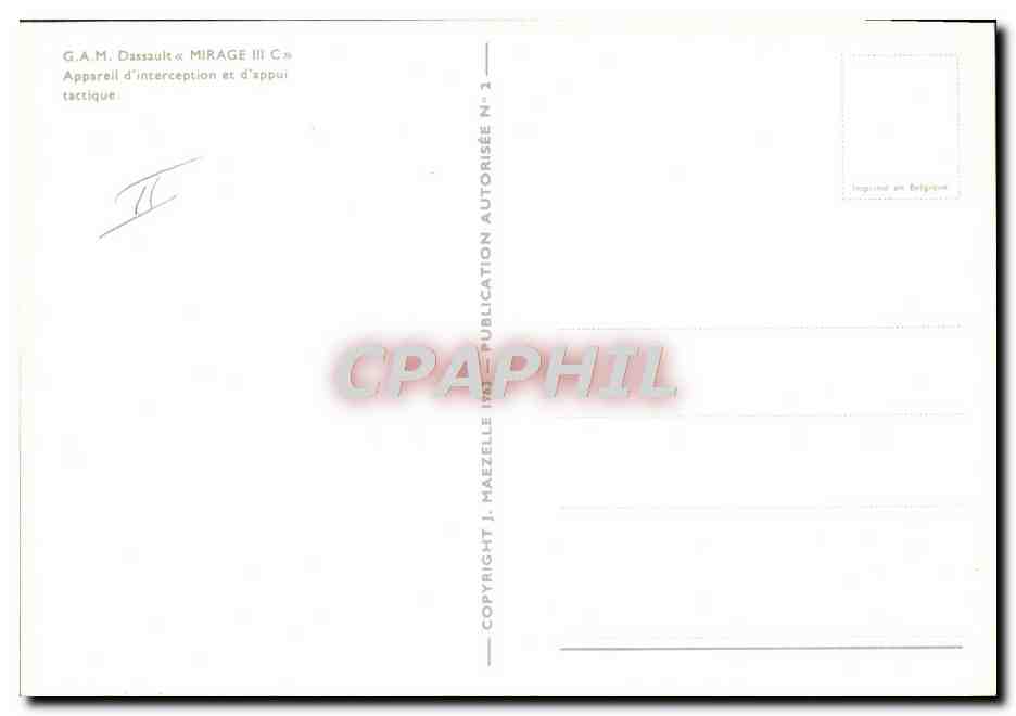 CPA Avion Aviation GAM Dassault III C Appareil d'interception et d'appui tactique — Rückseite