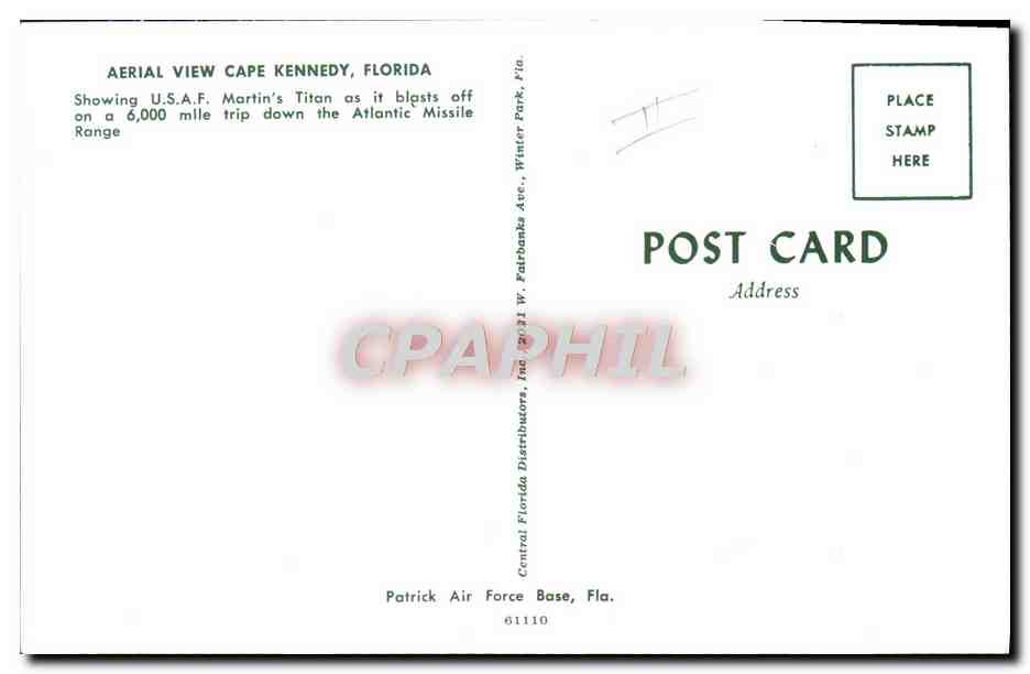 CPA Aviation Espace Aerial View Cape Kennedy Florida Martin's Titan  — Back