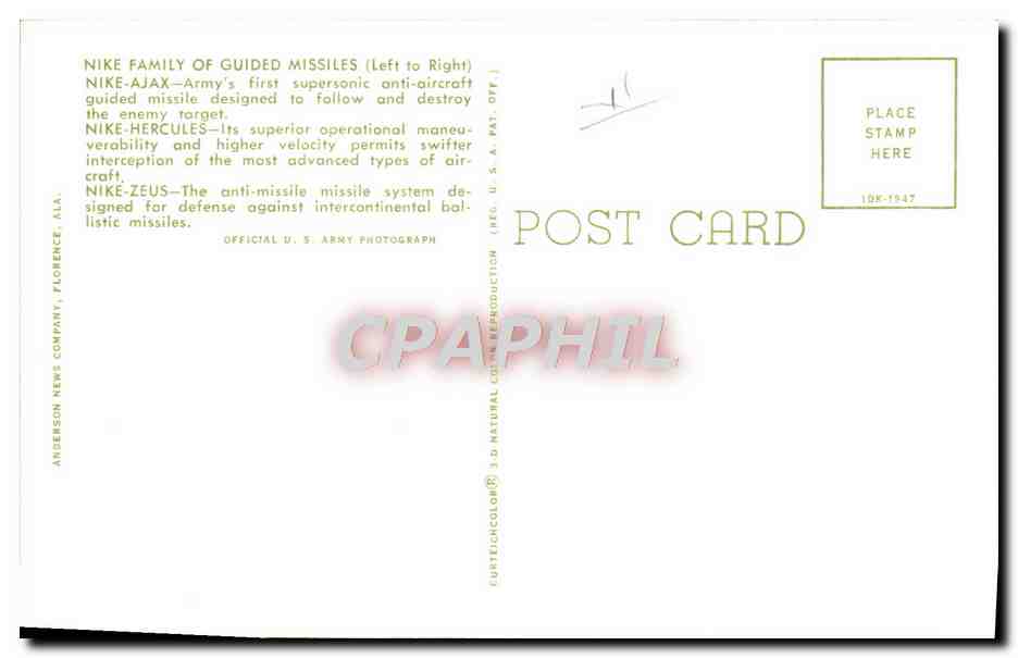 CPA Aviation Espace Nike Family of Guided Missiles  — Rückseite
