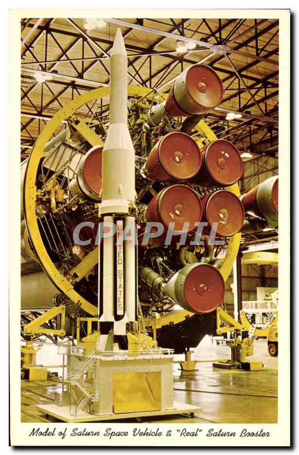 CPA Aviation Espace Scale model Saturn Space Vehicle and Real Saturn Booster