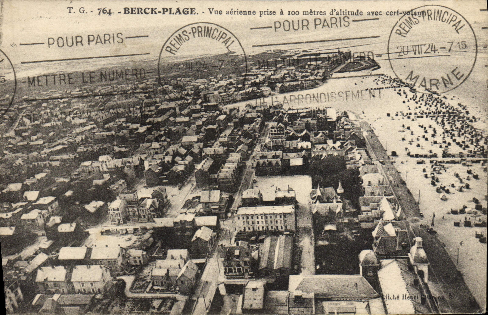 Berck-Plage — Aufnahmen aus 100 Metern Höhe mit Flugzeug — T.G. 764 — Verlag Henni Cimon