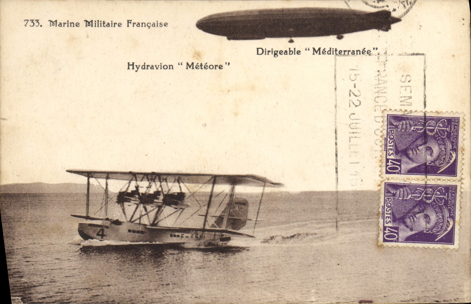 CPA Aviation Espace Hydravion Meteore Dirigeable Mediterranee Zeppelin 