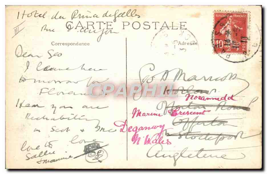 CPA Dirigeable Zeppelin a bord du dirigeale militaire Eclaireur Conte Panorama vers le quartier de la Madeleine — Rückseite