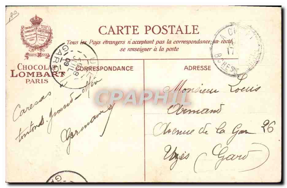 CPA Dirigeable Zeppelin Chocolat lombard Navigation Aerienne Paris Trocadero — Rückseite