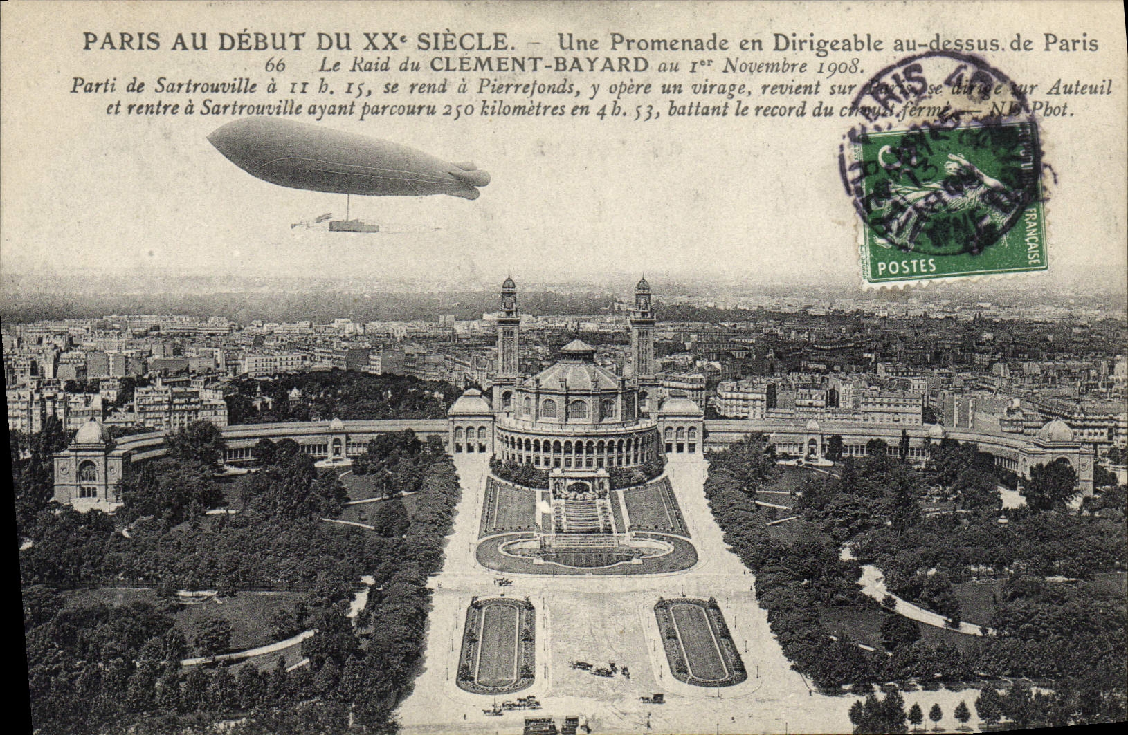 CPA Dirigeable Zeppelin Paris au debut du 20eme Une promenade en dirigeable Raid du Clement Bayard