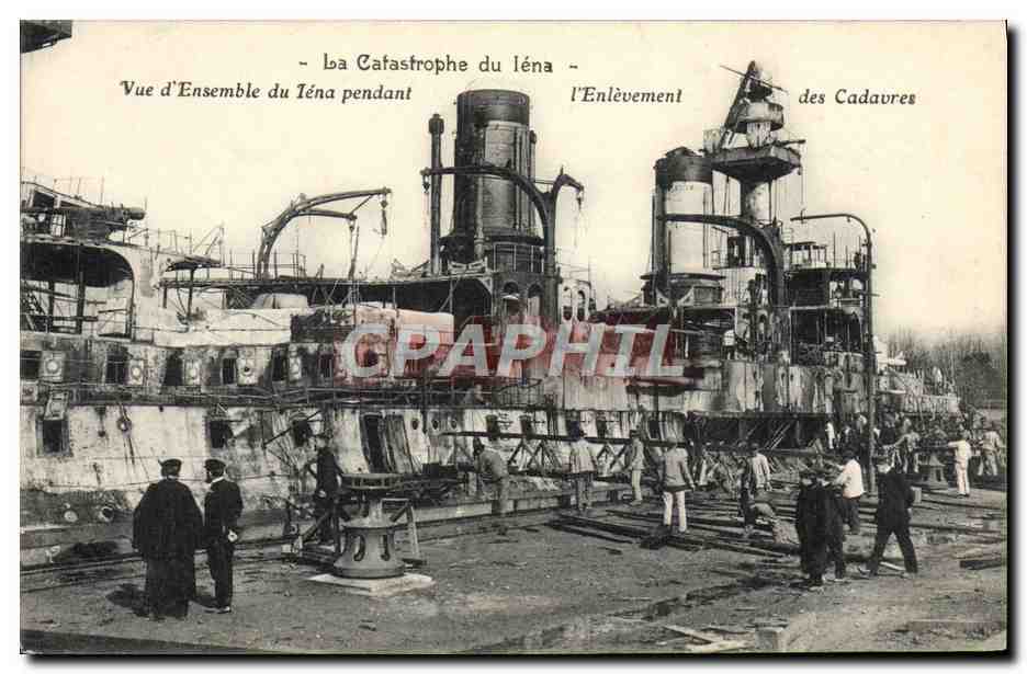 La Catastrophe du léna — Vue d'Ensemble du léna pendant l'Enlèvement des Cadavres — Photo éditeur Beaudoin Vincent Morasetti