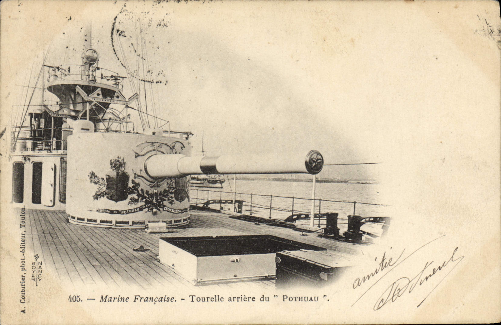 Tourelle arrière du "Pothuau" — Marine Française — A. Couturier, phot.éditeur, Toulon, n°405
