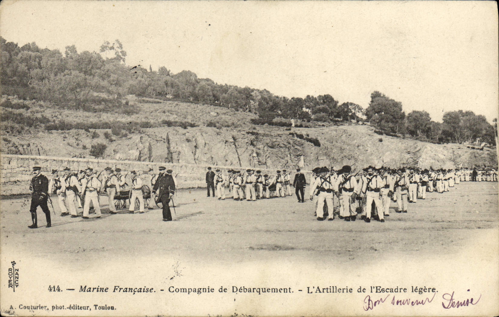 CPA Bateau Guerre Marine Francaise Compagnie de debarquement L'artillerie de l'escadre legere