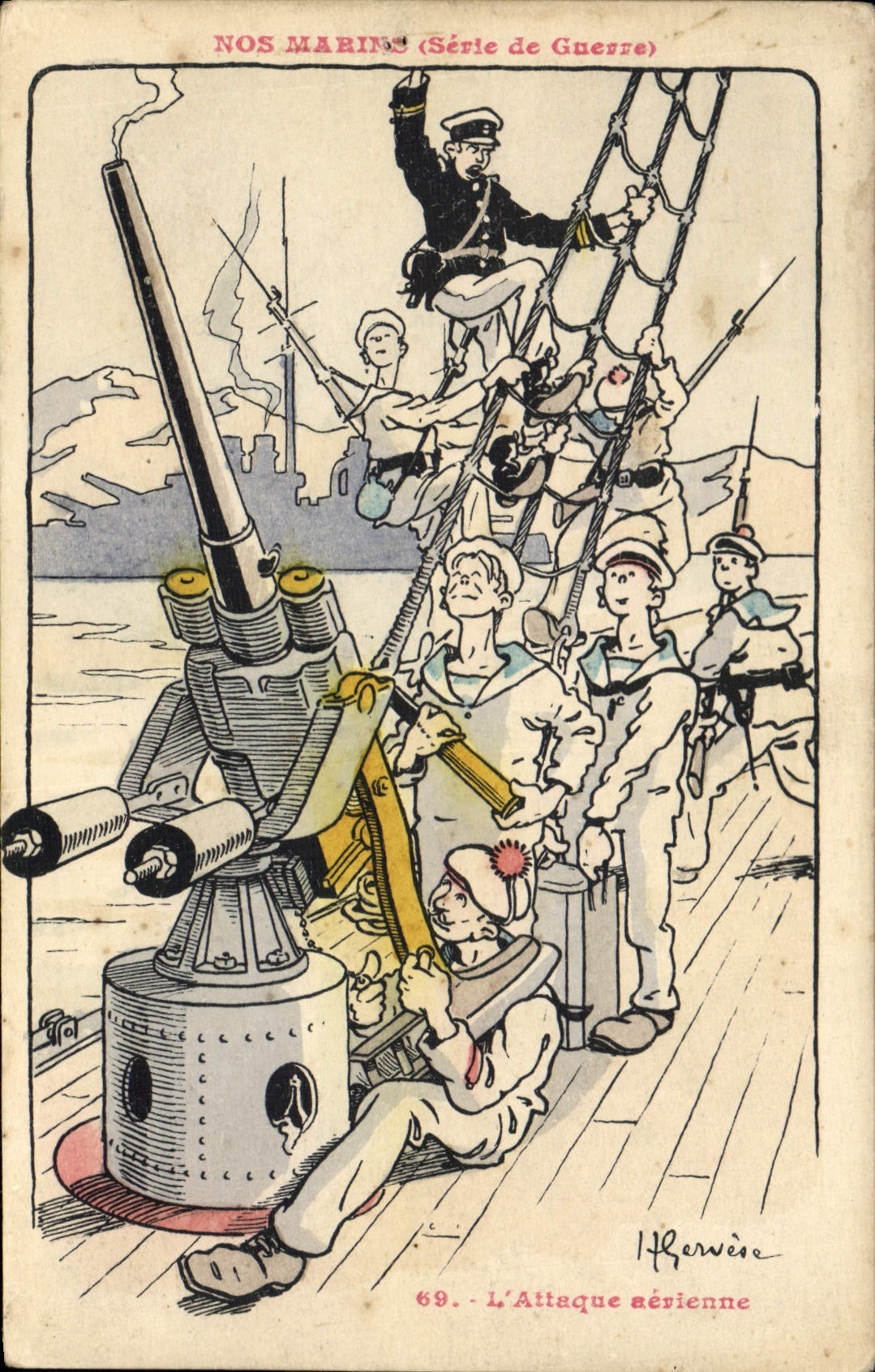Le Nostre Marine (Serie di Guerra) — L'Attacco aereo — H. Berwée, n°69