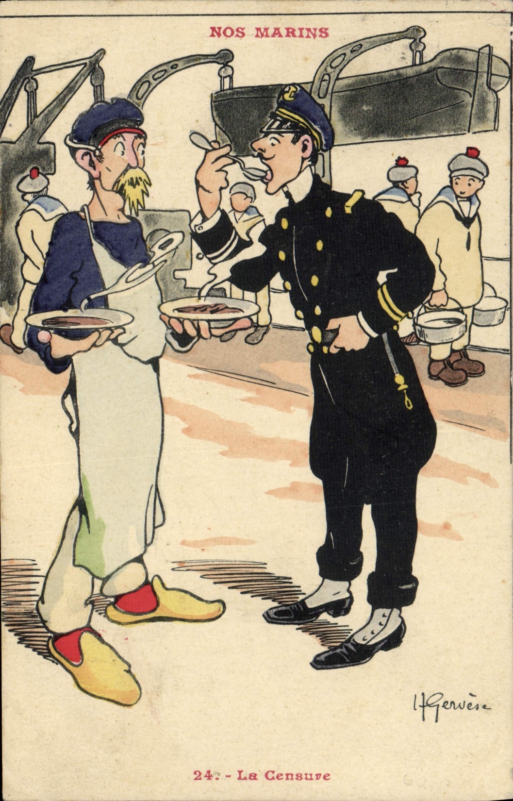 Nos Marins — scène de censure à bord d'un navire — H. Gervière, n° 24