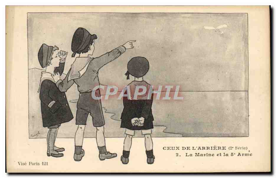 Tre bambini in uniforme militare — La Marina e la 5a Armata — Visé Paris 421, 2a Serie
