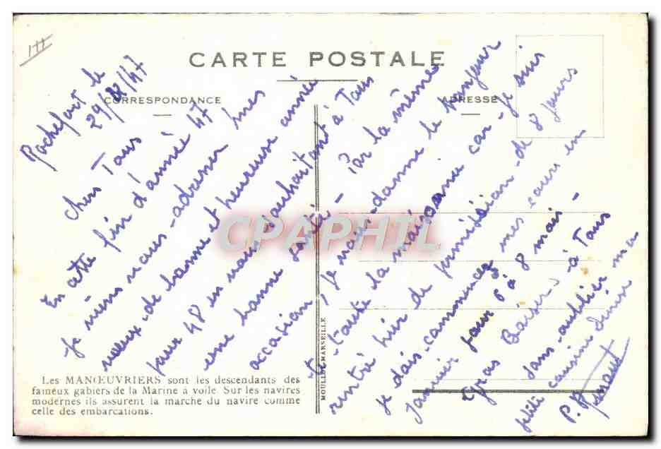 CPA Marins Manoeuvriers — Verso