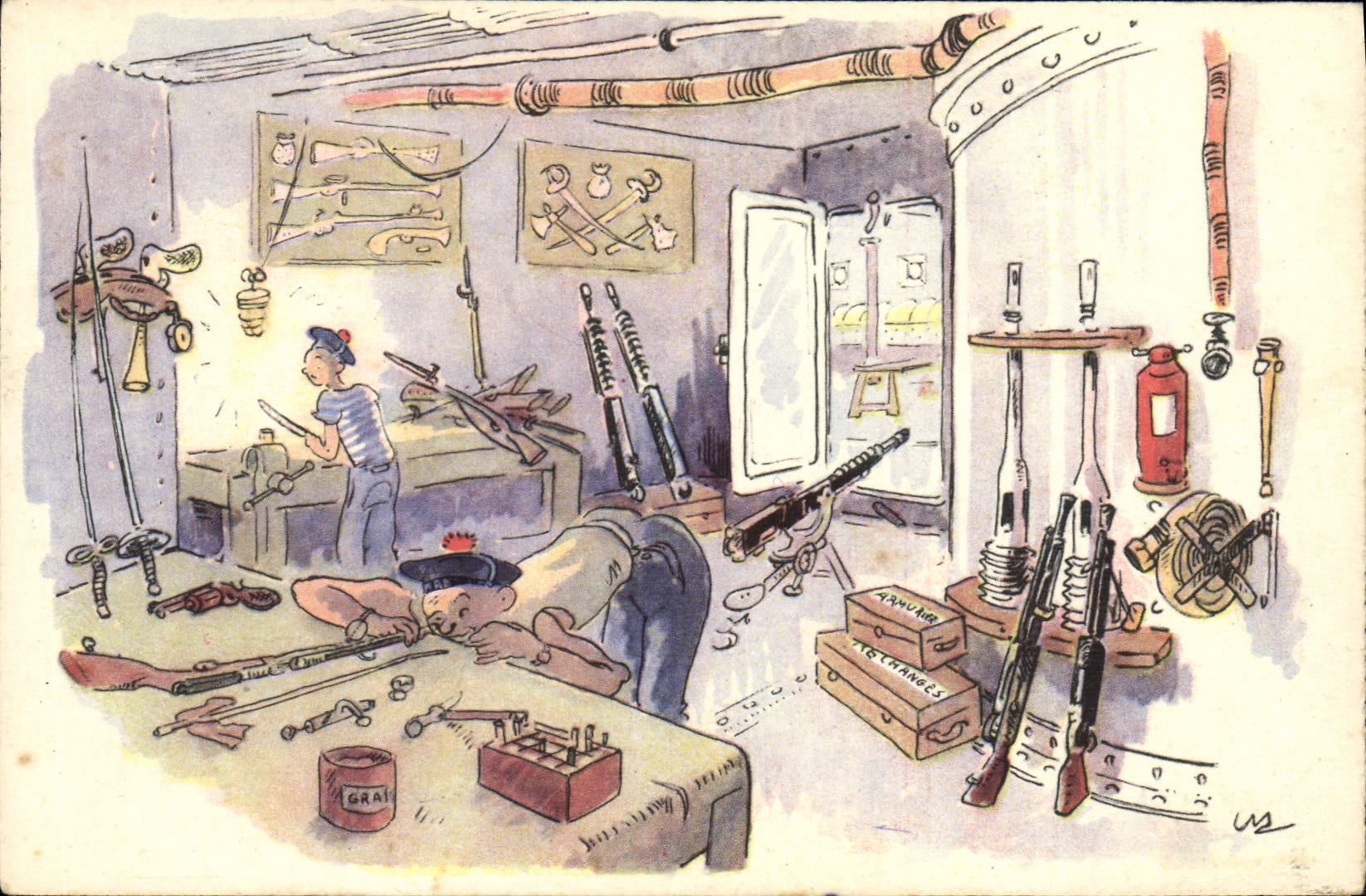 Atelier d'armurier — scène de travail — éditeur inconnu, n° de série non visible - Anverso