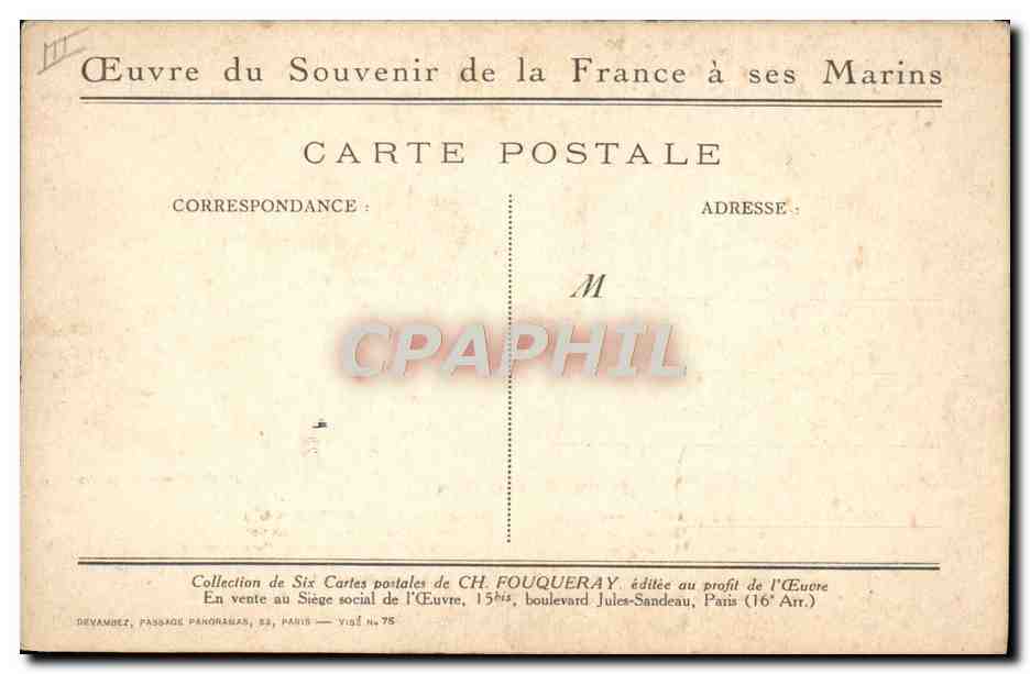 CPA Marins Charles Fouqueray Charles le Goffic  — Verso