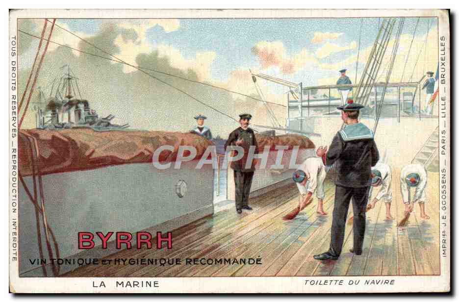 CPA Marins Byrrh Vin tonique et hygienique recommande La marine Toilette du navire 