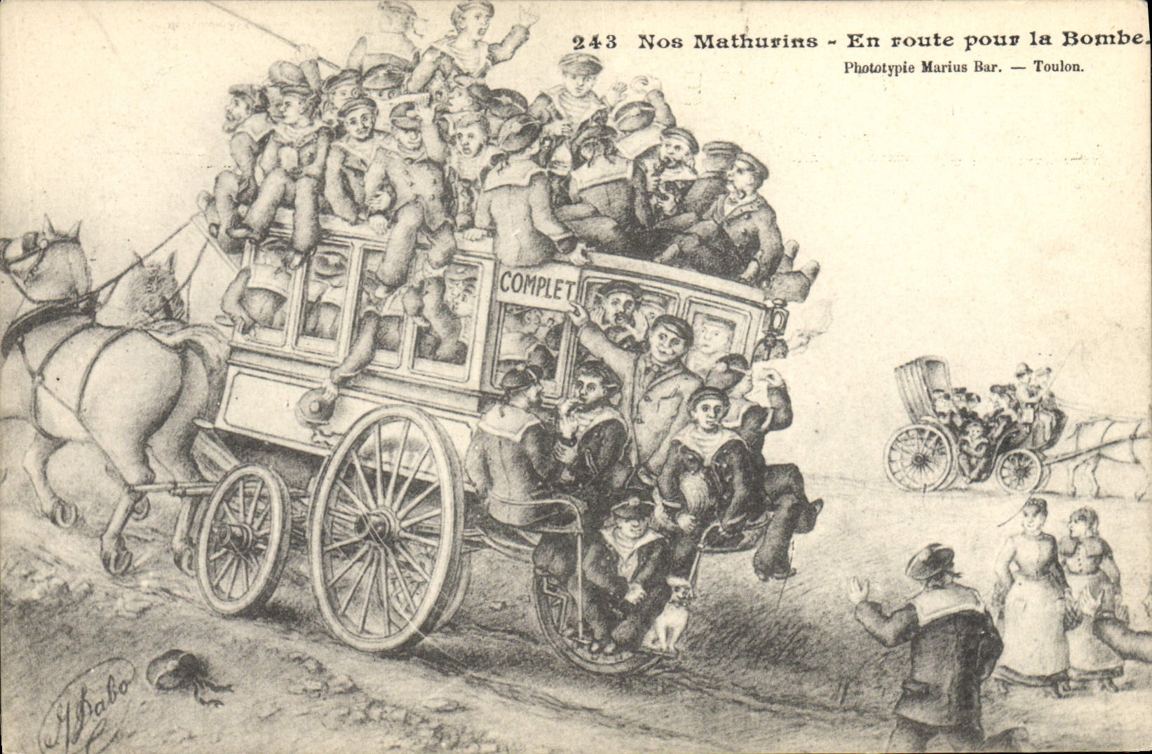 Nos Mathurins — En route pour la Bombe — Phototypie Marius Bar. — Toulon.