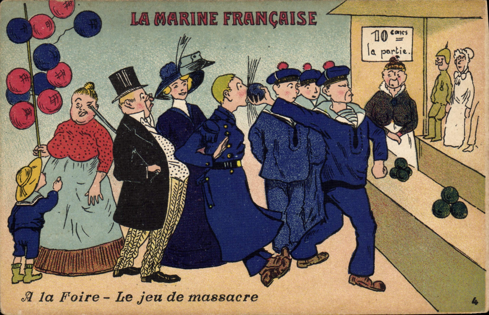 CPA Marins La Marine francaise A la foire Le jeu de massacre 