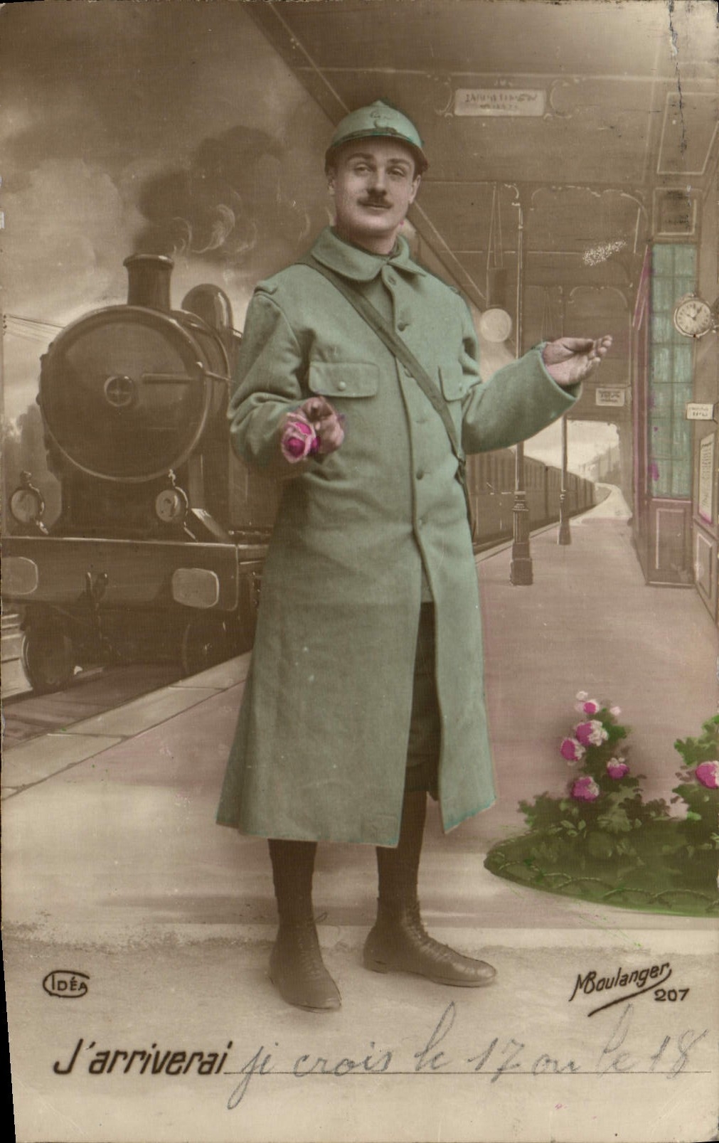 CPA Fantaisie Train Soldat Poliu 